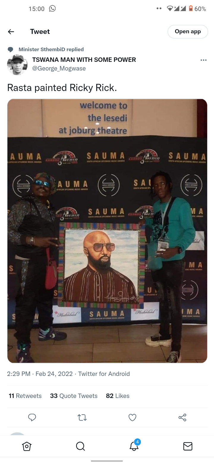 Rasta Strikes Again With A Portrait Of Ricky Rick, But Mzansi didn't Impressed With The Drawing 1