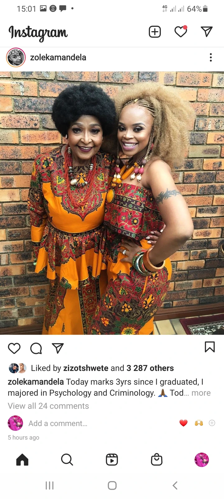 Zoleka and Mama Winnie Mandela wearing their graduation gowns, see which degree Zoleka holds 2