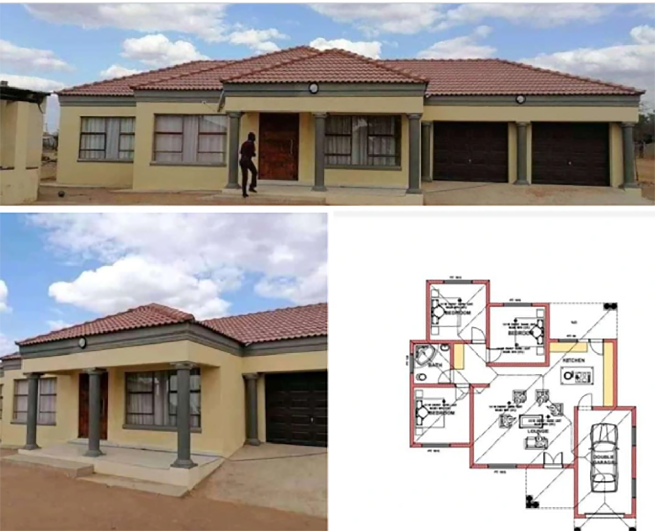 Stunning house painted pale yellow with a ground plan 1