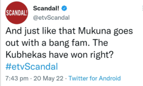RIP Mukuna: Scandal Viewers Are Worried About This Instead 2
