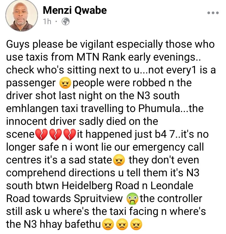 People be careful those using taxis from MTN taxi rank people were robbed man was killed 4