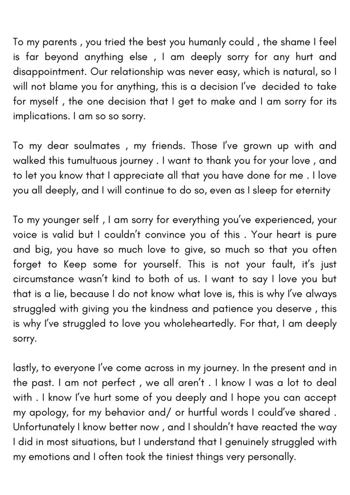 Goodbye world - A lady pens down a suicide note that left everyone in tears 12