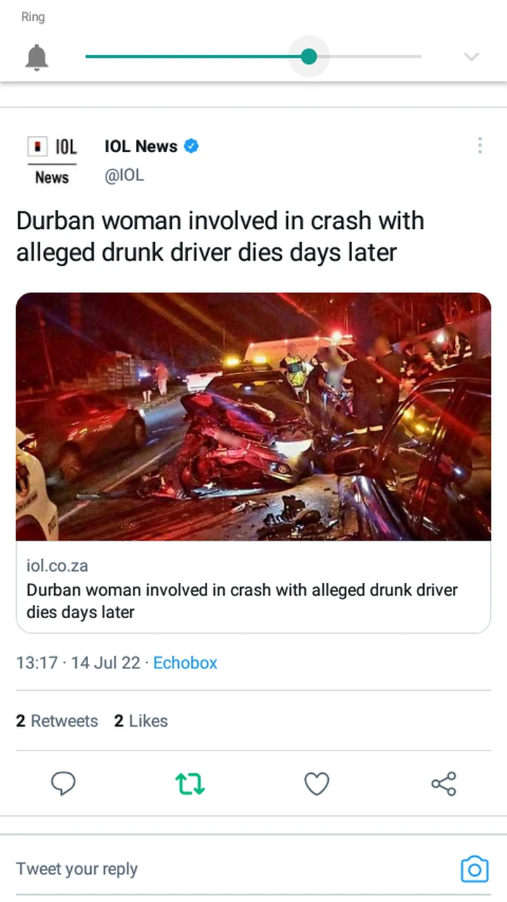 Durban woman involved in crash with alleged drunk driver dies days later 2
