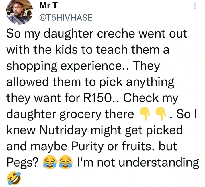 My Daughter Went For A Creche Shopping Experience With A R150 Budget A man posted 2