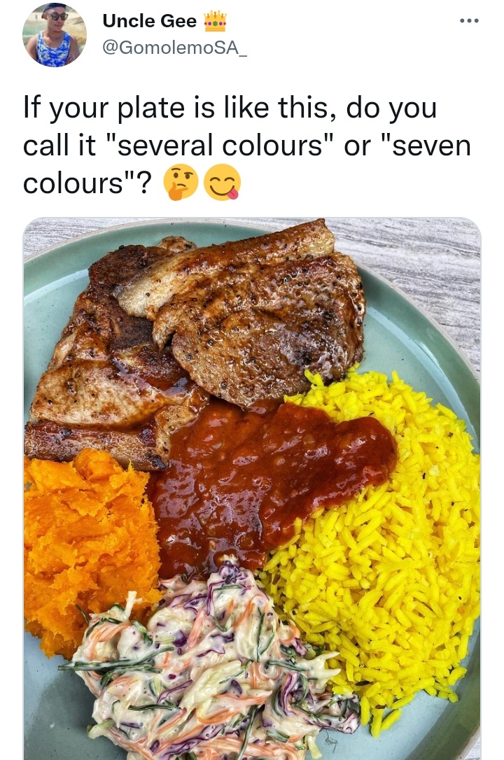 If your plate is like this. Do you call it seven colors?" A young man asked 1