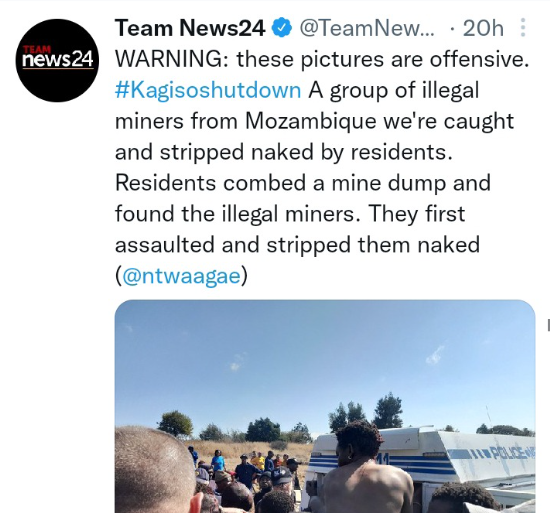 Group Of Illegal Miners From Mozambique Caught And Stripped Naked Leaving Mzanzi Angry: SENSITIVE 1
