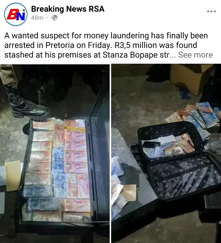 Wanted Suspect Arrested In Pretoria, Look What He Was Doing With All This Money Found In His Premises 4