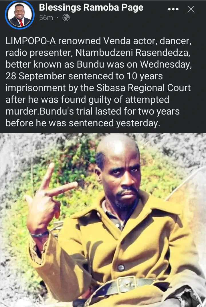 Limpopo based comedian sentenced to 10 years behind bars after being found guilty of attempted murder 2