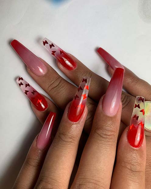 Stunning Red Ombre Nail Art Ideas And Designs For Inspiration 12