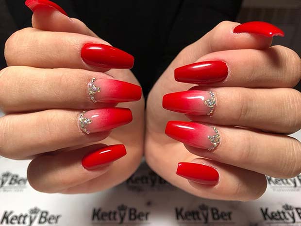 Stunning Red Ombre Nail Art Ideas And Designs For Inspiration 16