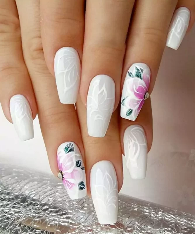 Romantic Bridal Nails, Including Colored Enamels, Decorations And Shapes! 37
