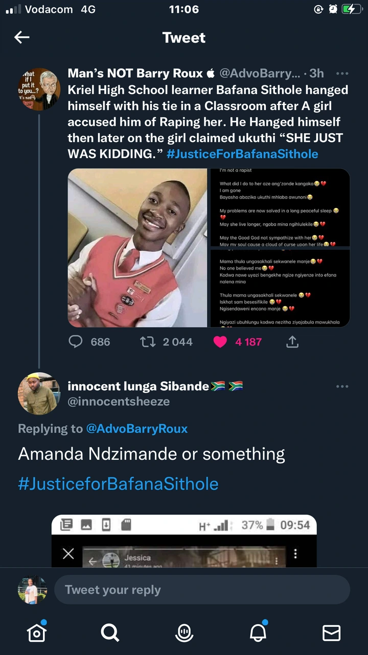 A girl who said she was just kidding bafana Sithole didn’t rape her has been found 2