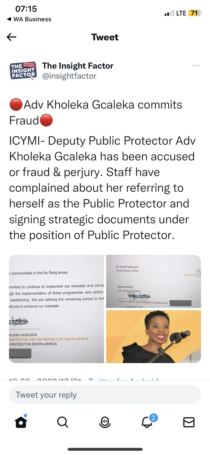 Her Career is coming to an end Mzansi reacts after the acting public protector did this 2